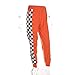 malianna Women Pantalon Femme Side Checkerboard Zipper Orange Trousers Plaid Patchwork Pencil Pants