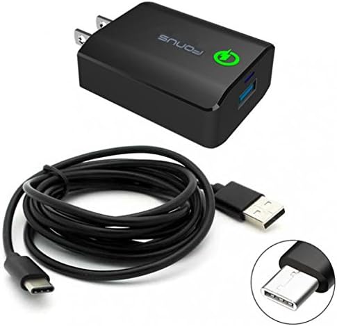 Amazon Com 18 W Adaptive Rapido Hogar Cargador Usb Cable De Datos De Tipo C Cable Inteligente Detectar Adaptador De Pared De Viaje Ac Potencia De Largo Usb C De 6 Ft Para At