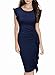 Miusol Women's Retro Ruffles Cap Sleeve Slim Business Pencil Cocktail Dress,Navy Blue,Small