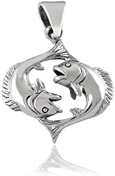 925 Sterling Silver Zodiac Star Sign Pisces Fish Sea Charm Pendant 4gr