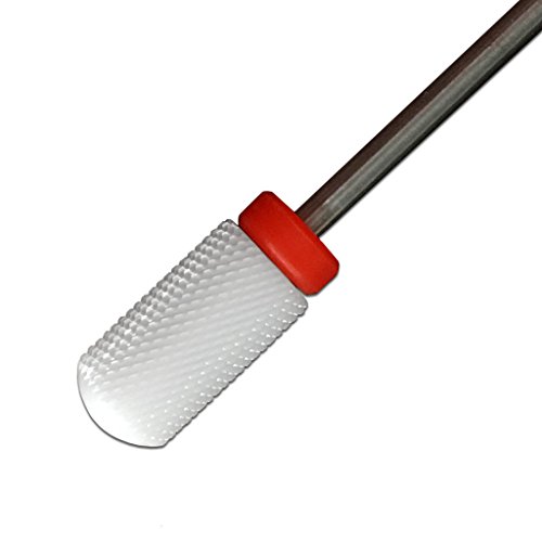 Beauticom Professional USA Ceramic White Smooth Top LARGE Barrel Antibacterial No Clogging Bit Nail Drill (Grit: FINE) 3/32" Shank Size