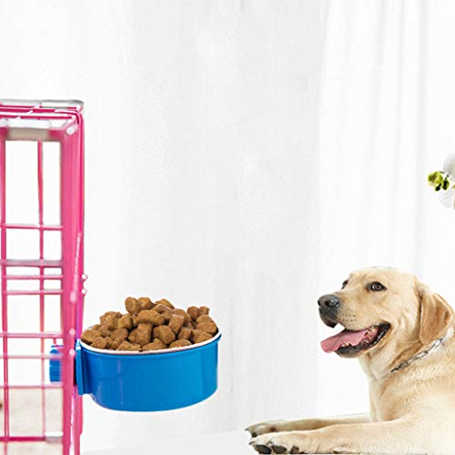 Pet Hanging Bowl for Dog Cages Coop Crate Cup Stainless Steel Food Parrot Bird Cage Water Food Dish Bowls(Blue) - Thumbnail 4