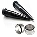 Gauges Kit 4 Pieces Acrylic Black Tapers with Plugs Steel Single Flared Tunnels 20mm Stretching Kit