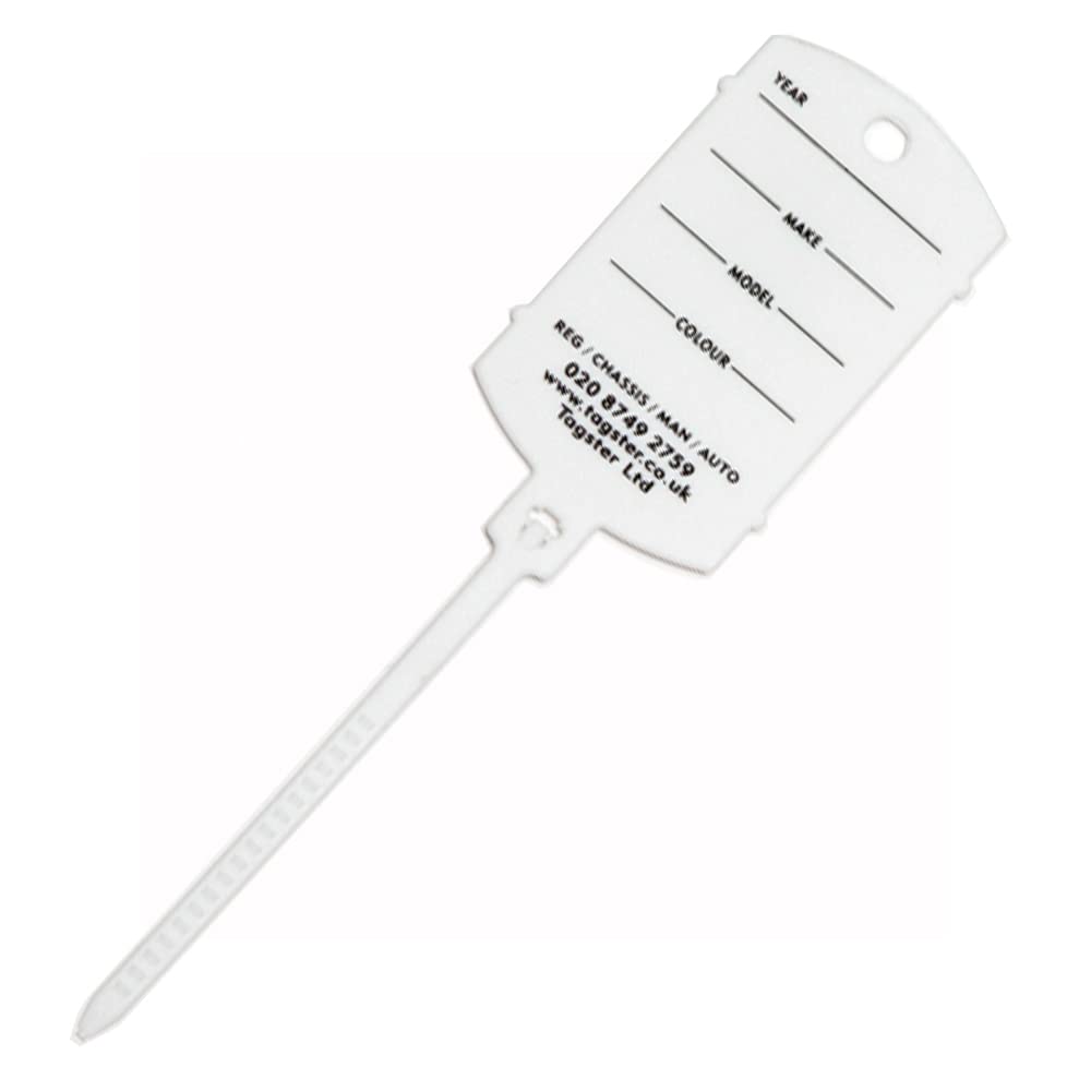 Key Tags - Vehicle Plastic Key Tags (200) with self looping Tails (White) โ image 1