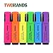 TWOHANDS Highlighter,Chisel Tip Marker Pen, 6 Assorted Colors, for Adults & Kids,with Large Ink Reservoir for Extra Long Marking Performance