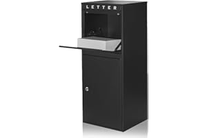 YDOCABINIT Package Delivery Boxes for Outside, Large Mailbox for Parcel, Galvanized Steel Parcel Mailbox, Wall Mounted Lockable Anti-Theft for Porch,Curbside,BG019B-1-BLACK