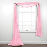 Luxury Discounts Beautiful Elegant Solid Sheer Scarf Valance Topper Long Window Treatment Scarves (55" x 216" - Scarf, Light Pink)