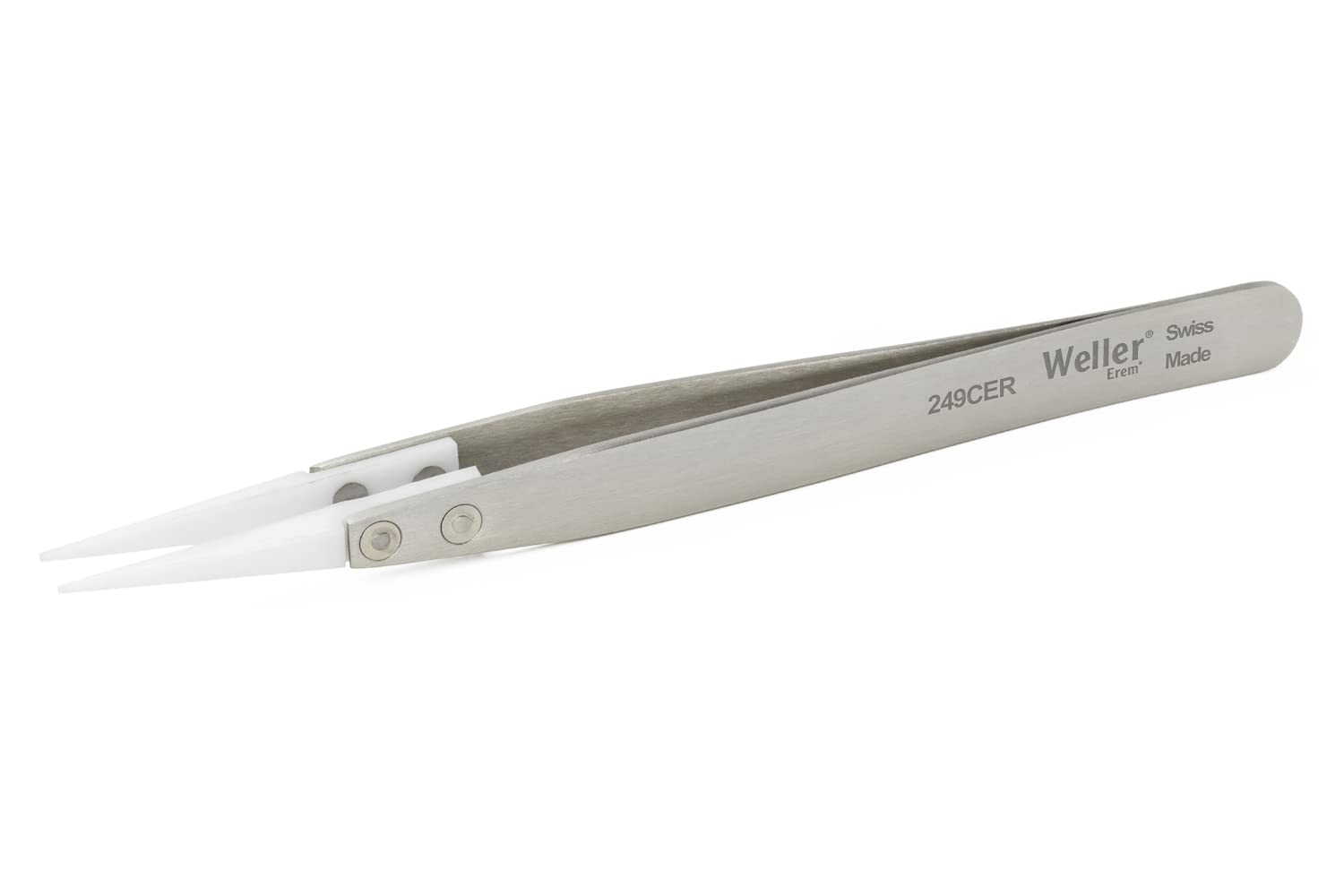 Weller Erem 249CER Precision Tweezers with Ceramic Tips and Serrated Finger Grips for Secure Handling