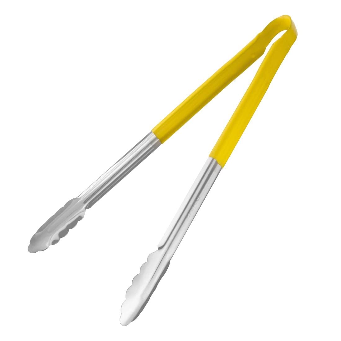 Hygiplas Colour Coded Serving Tongs 405 mm, Yellow, Stainless Steel, Yellow Tongs for Handling Cooked Meats, HC855