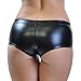 Angelina Black Pleather Booty Shorts, #L09019_S/M