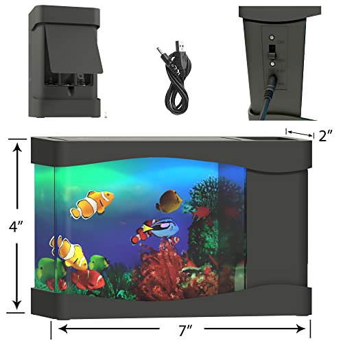 Playlearn Mini Aquarium Artificial Fish Tank with Moving Fish USB