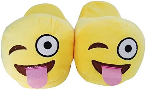 Emoji Cute Cartoon Slippers-Warm Cozy Soft and Funny Comfort-Unisex Home Shoes (Toungue-out Wink)