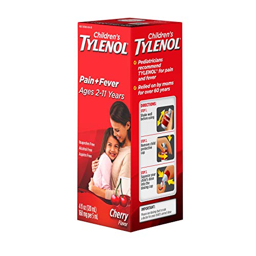 CHILDREN’S TYLENOL LIQUID ORAL SUSPENSION MEDICINE, ACETAMINOPHEN PAIN RELIEVER & FEVER REDUCER, ASPIRIN-, IBUPROFEN- & ALCOHOL-FREE, CHERRY, 4 FL. OZ