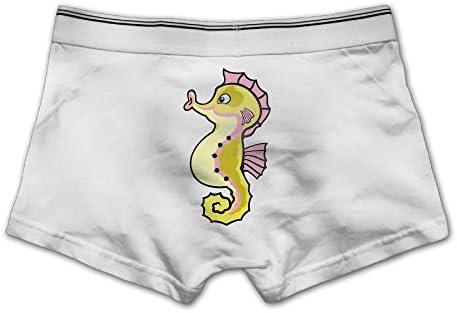 Rongyingst Men's The Hippocampus Underwear Fashion Boxer Briefs Cotton Stretch Low Rise Trunks L White