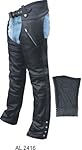 Men's Premium Buffalo Leather Motorcycle Chaps w 2 Zippered Pockets and zip out lining n mesh lining