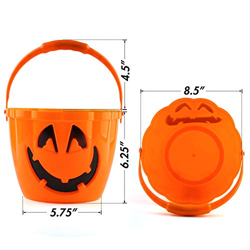 FUTUREPLUSX Halloween Light Up Pumpkin Bucket, Large Pumpkin Candy Bucket Orange Pumpkin Bucket Plastic Pumpkin Pails Jack O Lantern Trick or Treat Pumpkin Bucket for Halloween Party Decorations