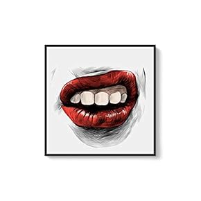 Framed Canvas Wall Art Sexy Lips Canvas Prints Home Artwork Decoration for Living Room,Bedroom - 16x16 inches
