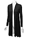 LL WSK1048 Womens Solid Long Sleeve Open Front Long Cardigan XL BLACK