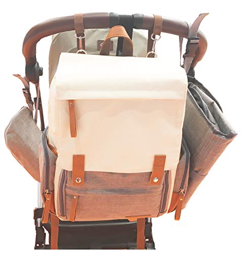 Baby Diaper Bag Backpack for Mom/Dad (Unisex Design) | Waterproof, Easy Bottom Access, Insulated Pockets, Stroller Straps, Luggage Belt, USB Port, Anti-Theft Pockets, Laptop Bag