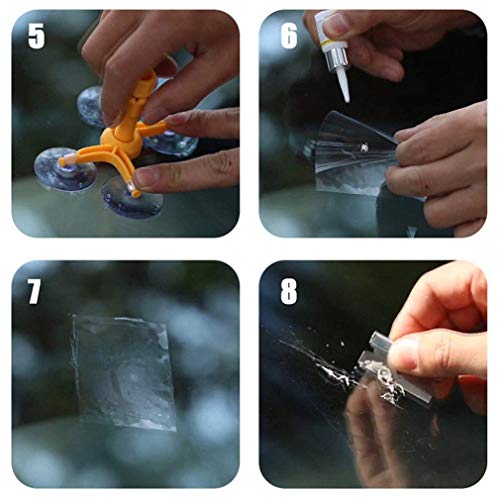 Windshield Repair Kit for Chips and Cracks, Bulls-Eye, Spider Web, Star-Shaped, Half-Moon Crescents Professional Windscreen Windshield Repair Tool Set, Quick Fix DIY Car Auto Kit Window Glass Scratch