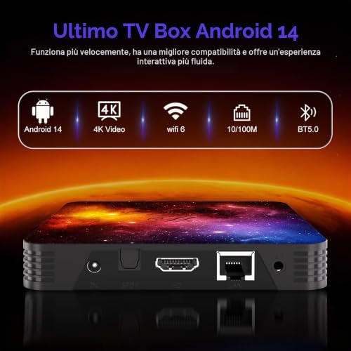 Android TV 14, 4GB RAM 128GB ROM Mali-G31, WiFi 2.4G & 5G, Bluetooth 4.2, 4K UHD 3D, USB & HDMI Ports, Mini Keyboard and IPTV Support