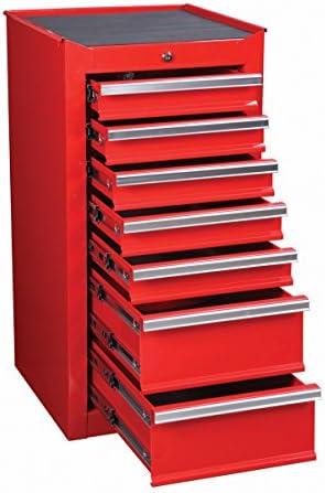 18 Inch 7 Drawer Glossy Red End Cabinet for Roller Tool Chest 457 Lb. Load Capacity
