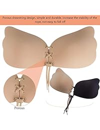 Sujetador sin tirantes sin respaldo Rosmax, sujetador push up invisible adhesivo de silicona autoadhesivo con cordón para dama