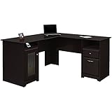 Bush Furniture Cabot L Shaped Computer Desk in Espresso Oak