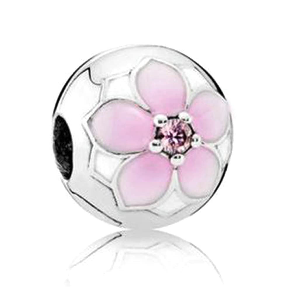PANDOCCI 2017 Spring Collection DIY Fits for Pandora Original Bracelets 925 Sterling Silver Magnolia Bloom Clip Charm Bead Jewelry