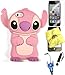 Bukit Cell ® 3D Case Bundle - 5 Items: Pink 3D Cute Stitch Silicone Case for iPhone SE 5S 5G + BUKIT CELL Cloth + Stitch Figure Stylus Touch Pen + Screen Protector + Metallic Stylus Touch Pen