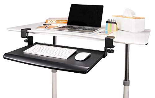 ErgoActive Under Desk Keyboard Tray with Clamp On Easy Installation, Fits Small Keyboard and Mouse, Office, Home, School, Gaming Keyboard Tray (Less Wide Tray)