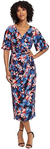 lauren ralph lauren women's floral stretch jersey surplice dress Lauren Ralph Lauren Carlyna Blue Floral Surplice A-Line Midi Jersey Dress Sz 12