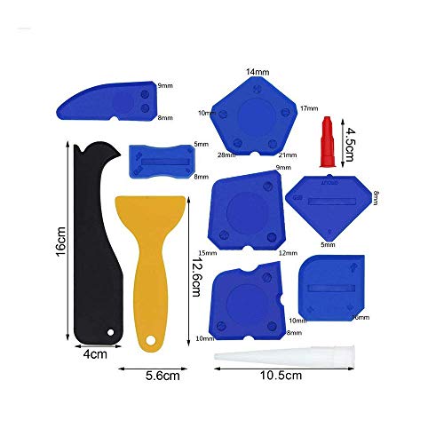23 Pcs Caulking Tool Kit, 3 in 1 Caulking Tools Silicone Sealant Finishing Tool Grout Scraper Caulk Remover Caulk Nozzle Caulk Caps 5 Replaceable Pads for Bathroom Kitchen Sealing by YMHB