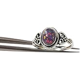 Natural Black Opal Ring, Black Opal Gemstone Ring, October Birthstone, Tiny Bohemian Ring, 925 Sterling Silver, Designer Womens Ring, Christmas, Thanksgiving, Handmade, Statement Jewelry