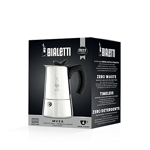 Bialetti Moka Musa Stove top Coffee Maker, 4Cup, Silver Pricepulse