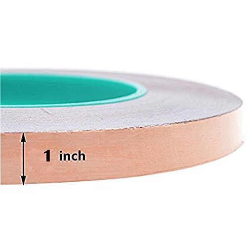 Bullet Face Copper Foil Tape with Double-sided Conductive (1inch X 21.8yards)- EMI Shielding,Stained Glass,Soldering,Electrical Repairs,Slug Repellent,Paper Circuits,Grounding (1inch)
