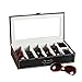 UnionPlus Sunglasses Case Organizer, Multiple Sunglasses Eyeglass Glasses Display Holder Collector, 5 Slots for Sunglasses Storage and 2 Small Slots for Accessories, Black
