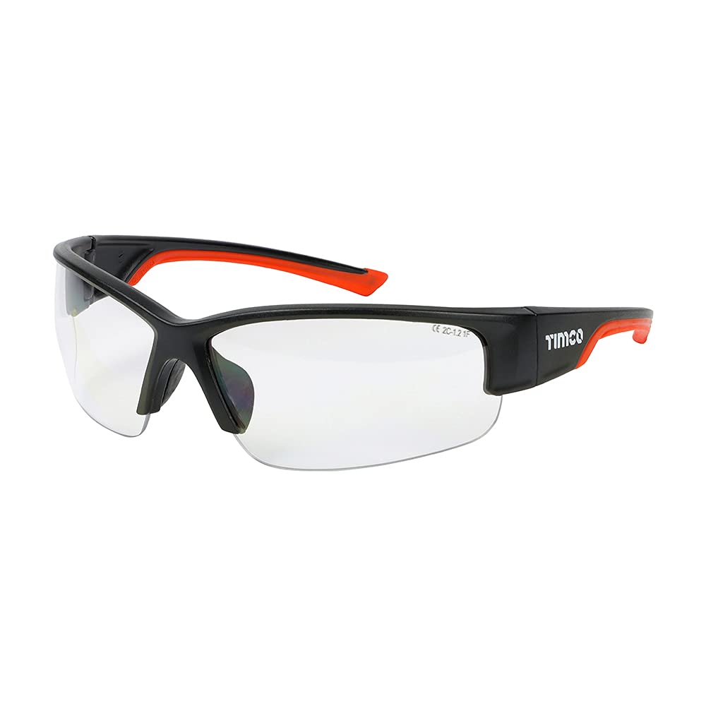 TIMCO Premium Safety Glasses - Robust and modern safety glasses giving ultimate comfort and vision on all head shapes and sizes - Clear