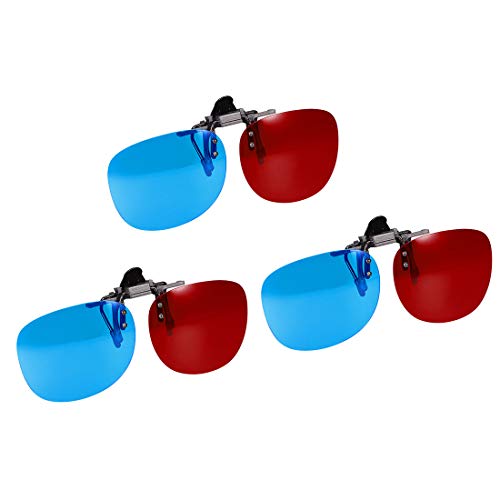 uxcell Red-Blue Anaglyph 3D Clip-on Glasses for Movies 3D Print Magazines TV Anaglyph Photos 3pcs