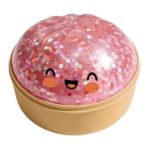 Simulation Glitter Dumpling Fidget Toy, Soft Squeeze Squishy Toy with Steamer Box, Anti Anxiety Sensory Toys, Cute Home Table Decor, Novelty Birthday Daily Gifts for All Ages