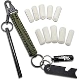 Jungle Stock Black 5 inch Fire Starter Survival Kit +10 Cotton Tinder | FireSteel Flint and Steel Striker Emergency Gear Bundle with Tinder Pod