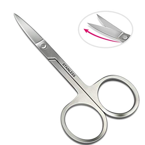 Small Scissors Stainless Steel Trimmer Scissors Sharp Eyebrow Tools for Women Eyelash Hair Trimmer Men Beard Nose Hair Grooming Scissors BLUETOP - Thumbnail 3