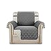 H.VERSAILTEX Reversible Quilted Chair Cover, Water Resistant Chair Slipcover Furniture Protector, Washable Chair Couch Cover with Elastic Strap for Kids, Dogs, Pets(Armchair, Grey/Beige)