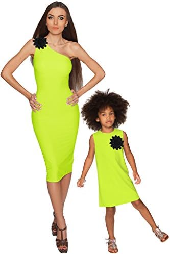 PineappleClothing Mother Daughter Neon Yellow Matching Outfits-Mommy &amp; Me Dresses