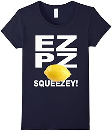 Womens EZPZ lemon squeezey! tee shirt beach fun cute Medium Navy