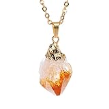Sedmart Irregular Natural Stone Citrine pendant Crystal Quartz Pendant Gold Plated Necklace Birthstone Jewelry Mothers Day Gifts