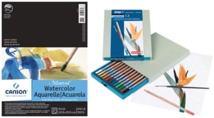 Montval Watercolor Pad/Bruynzeel Pencil Set