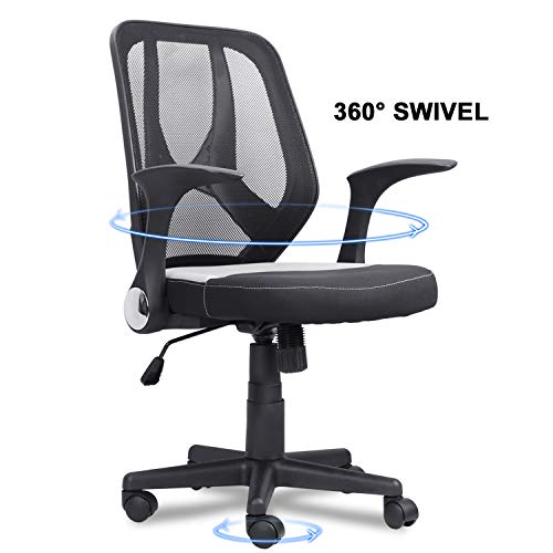 mysuntown Mid-Back Office Mesh Chair,Task Chair with Adjustable Height & Flip-Up Armrests, Executive Swivel Chair, Black