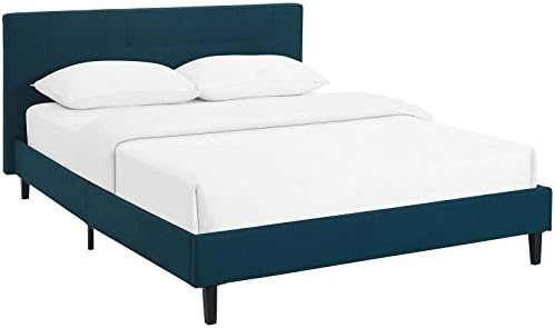 ModwayLinnea Upholstered Azure Full Platform Bed with Wood Slat Support