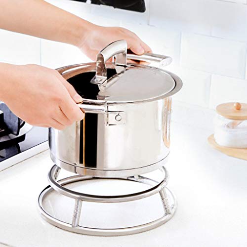 Samoii Kitchen Stainless Steel Insulated Pot Rack Frying Pan Pad Anti-Hot Rack Double Cookware Ring Wok Accessories